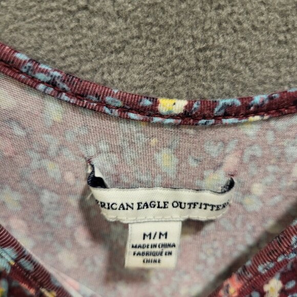 American Eagle Midi Dress Women Medium Floral Peasant Boho Summer Beach Sundress - Picture 4 of 6